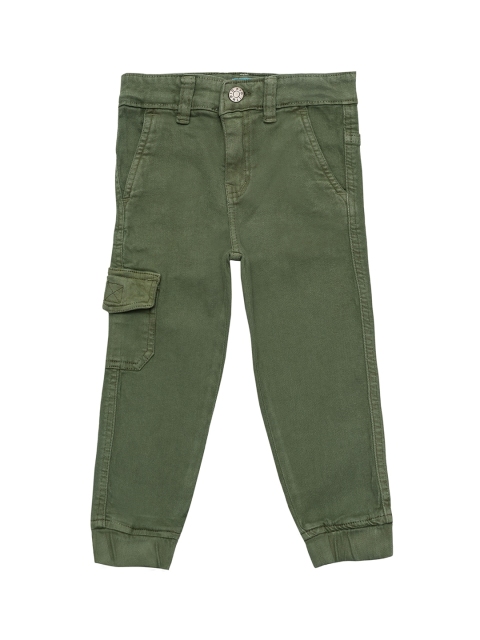 

Kid Studio Boys Olive Green Relaxed Regular Fit Solid Joggers