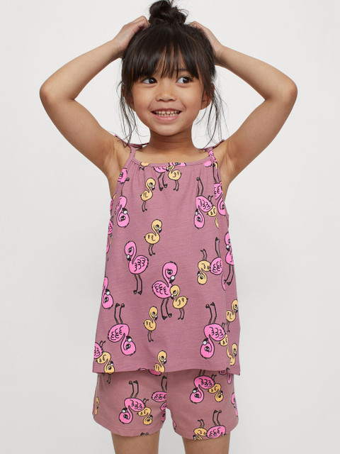 

H&M Girls Pink Jersey Bow-Detail Strappy Top