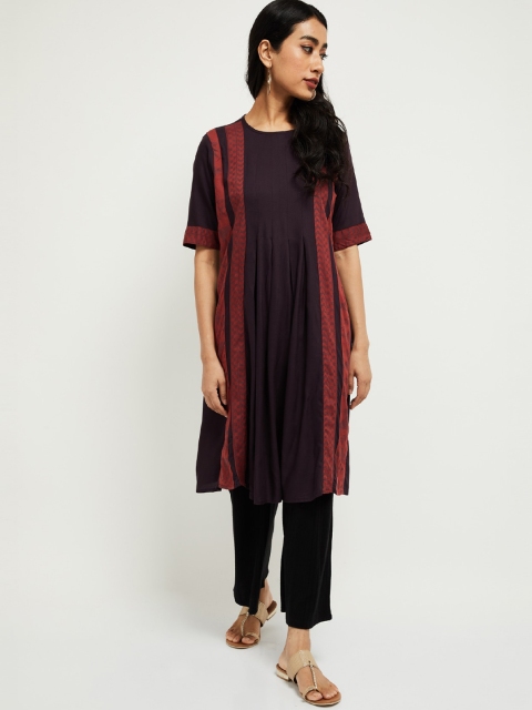 

max Women Purple Striped Kurta