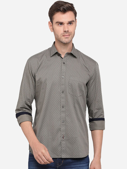 

Greenfibre Men Grey Slim Fit Printed Casual Shirt