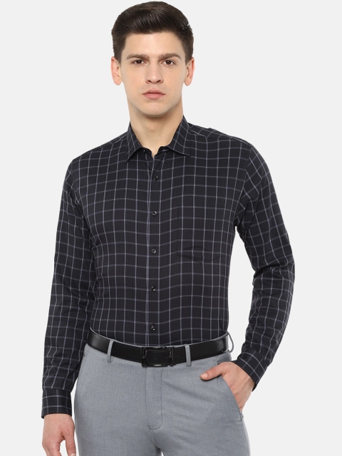 

Van Heusen Men Navy Blue & Off-White Slim Fit Checked Formal Shirt