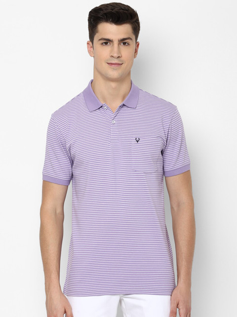 

Allen Solly Men Purple Striped Polo Collar T-shirt