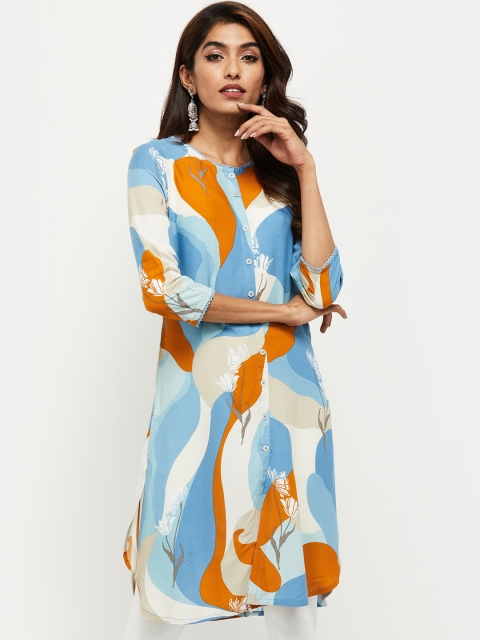 

max Women Blue & Beige Printed Kurta