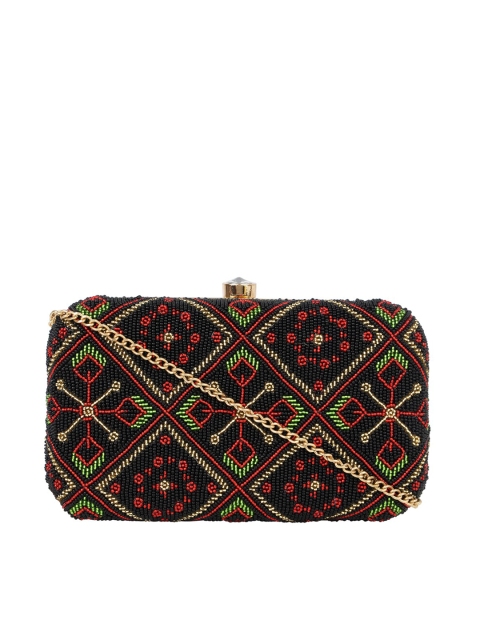 

Rocia Black & Red Embellished Box Clutch