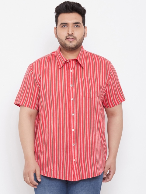 

bigbanana Men Red & Off-White Regular Fit Striped Casual Shirt