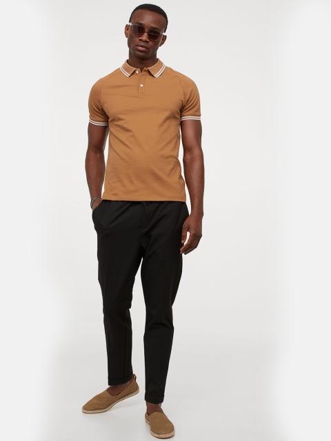

H&M Men Mustard Yellow Piqu Polo Shirt Muscle Fit