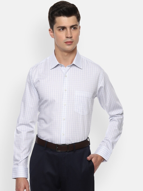

Van Heusen Men White & Blue Slim Fit Checked Formal Shirt