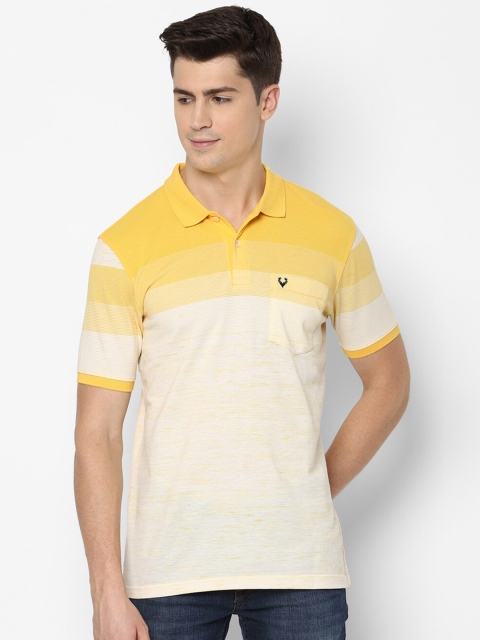 

Allen Solly Men Yellow Striped Polo Collar T-shirt