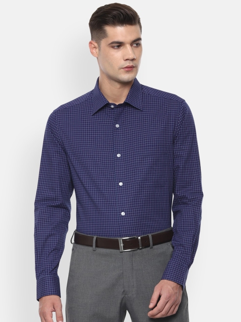 

Louis Philippe Men Navy Blue Regular Fit Checked Casual Shirt