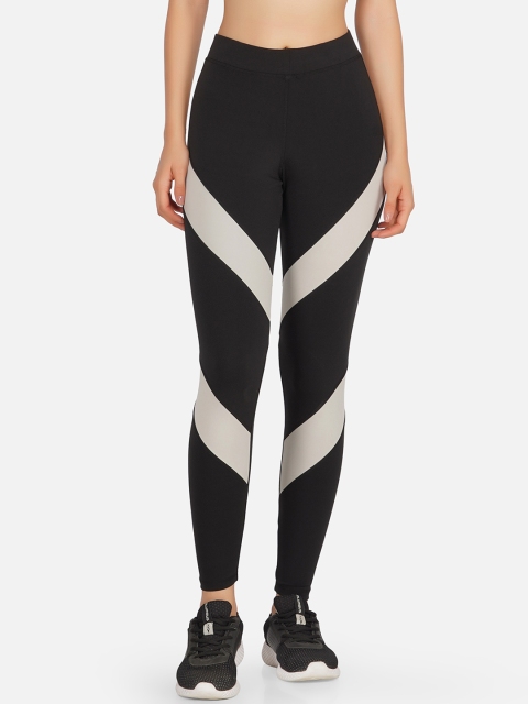 

NEU LOOK FASHION Women Black & Off White Striped Gym Tights