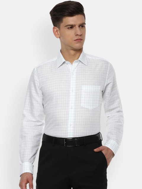 

Van Heusen Men White & Green Regular Fit Checked Formal Shirt