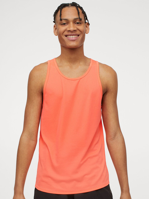 

H&M Men Orange Solid Regular Fit Running Vest Top