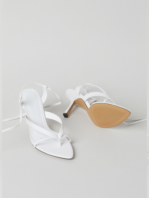 

H&M Women White Solid Tie-Strap Sandals