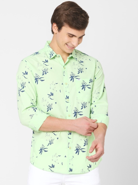

SPYKAR Men Green & Navy Blue Slim Fit Printed Casual Shirt