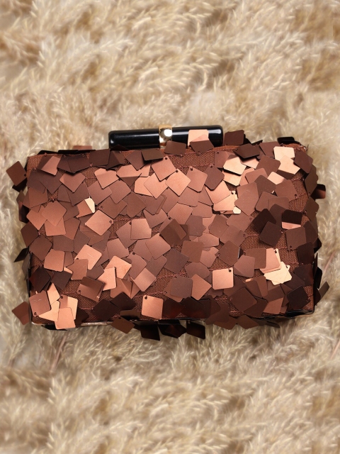 

TRINK Gold-Toned & Brown Embellished Clutch