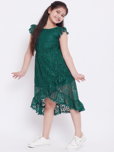 

Stylo Bug Girls Green Self Design A-Line Dress