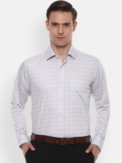 

Louis Philippe Men White Slim Fit Checked Casual Shirt