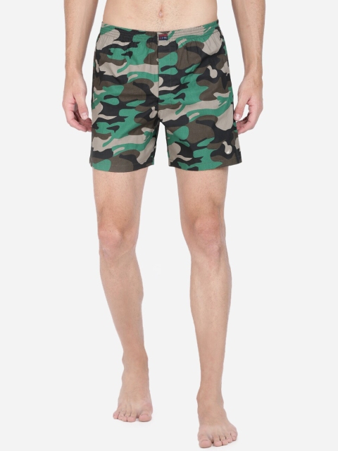

IVOC Men Green & Black Printed Pure Cotton Boxers