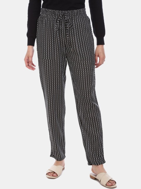 

Cherokee Women Black & White Regular Fit Striped Peg Trousers & Belt