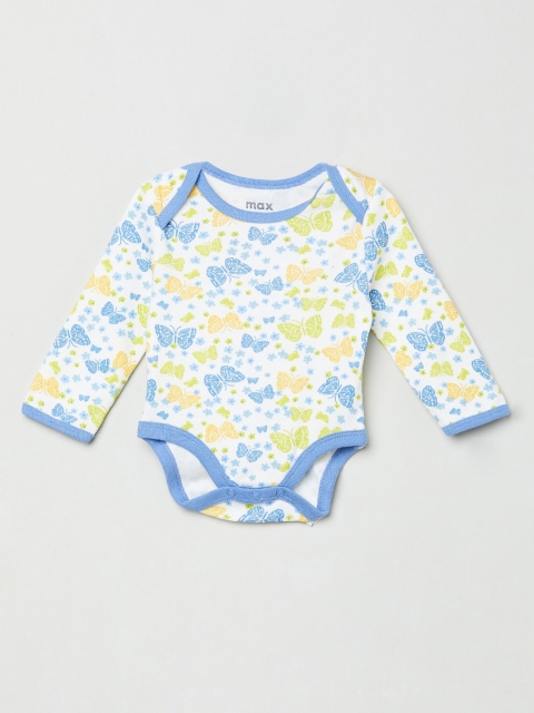 

max Infant White & Blue Butterfly Printed Cotton Baby Apparel Gift Set