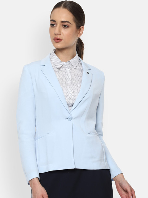 

Van Heusen Woman Blue Solid Single-Breasted Formal Blazer