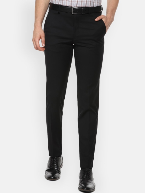 

Van Heusen Men Black Slim Fit Solid Formal Trousers