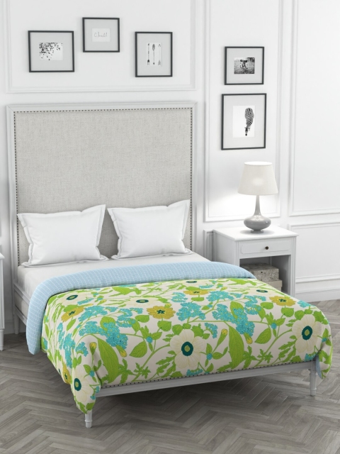 

Portico New York Green & Off-White Floral AC Room 120 GSM Double Bed Dohar