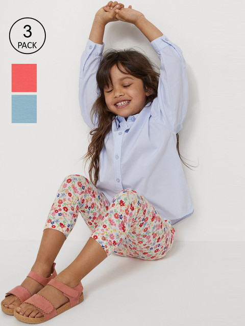 

H&M Girls 3-pack Capri leggings, White