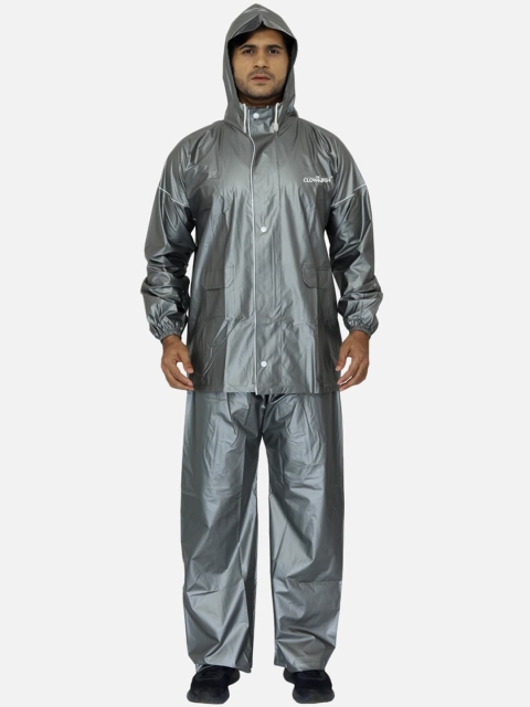 

THE CLOWNFISH Men Grey Solid Hooded Rain Suit