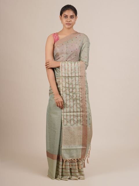 

Pothys Green Printed Supernet Saree