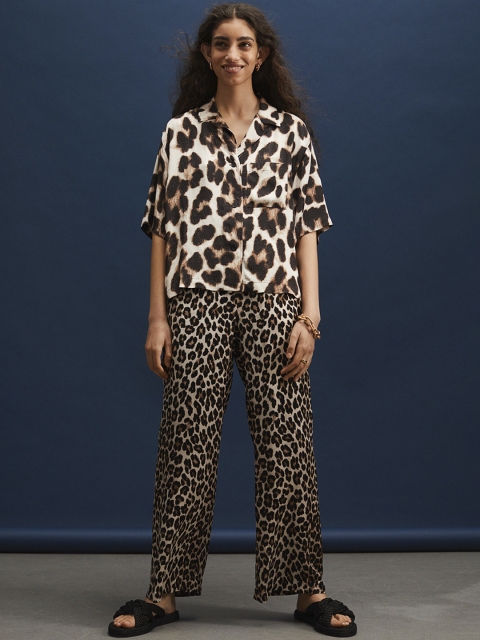 

H&M Women Multicoloured Animal Print Tailored Fit Shirt, Multi