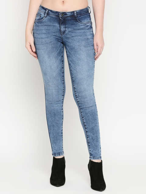 

Kraus Jeans Women Blue Skinny Fit Mid-Rise Clean Look Stretchable Jeans