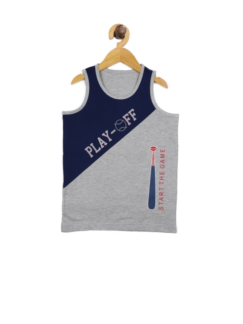 Stupid Cupid Boys Grey Printed Round Neck Cotton T-shirt