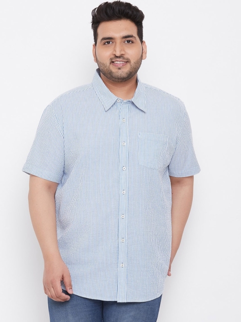 

bigbanana Men Blue & White Regular Fit Striped Casual Shirt