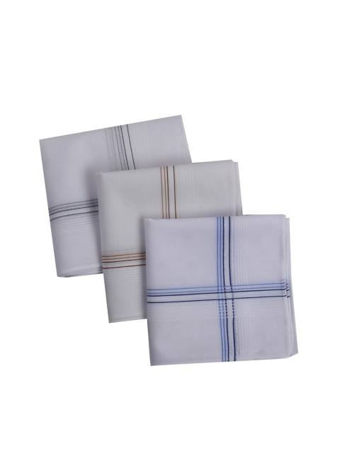 

RICHARD PARKER by Pantaloons Men Pack of 3 White Cotton Handkerchiefs, Blue