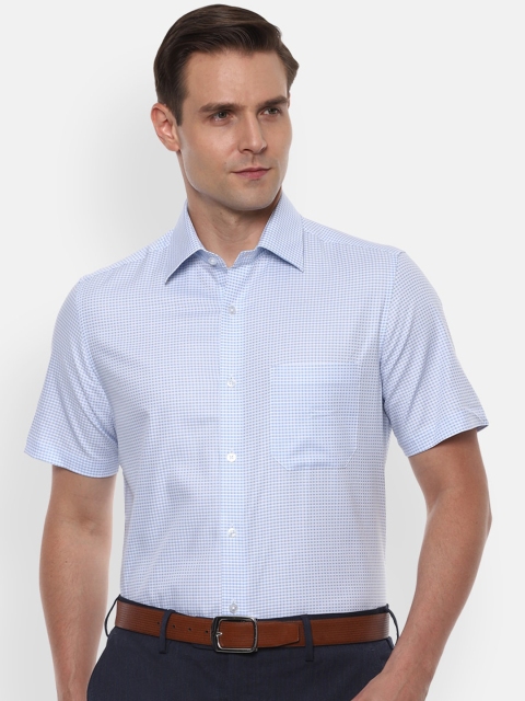 

Louis Philippe Men Blue Regular Fit Checked Casual Shirt