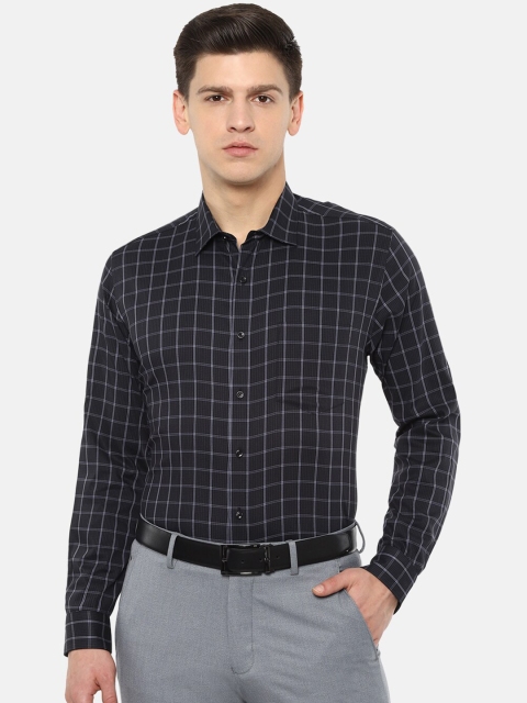 

Van Heusen Men Navy Blue & White Slim Fit Checked Formal Shirt