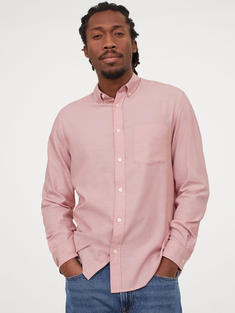 

H&M Men Pink Cotton Poplin Shirt