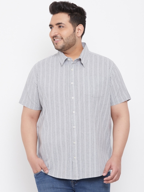 

bigbanana Men Grey Regular Fit Striped Casual Shirt