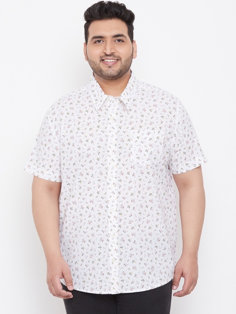 

bigbanana Men White & Pink Regular Fit Printed Casual Shirt
