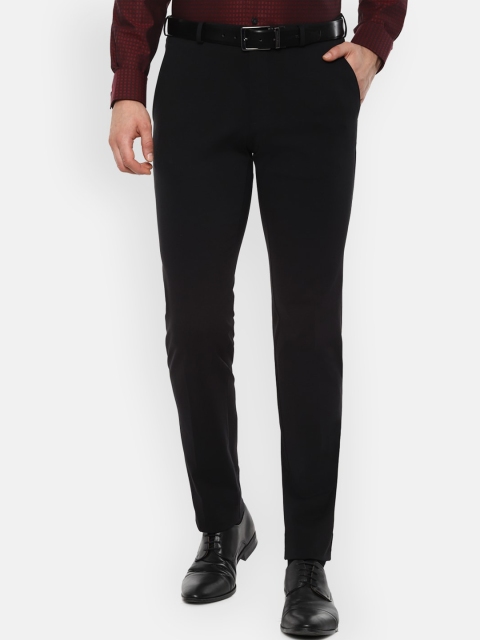 

Van Heusen Men Black Slim Fit Solid Formal Trousers