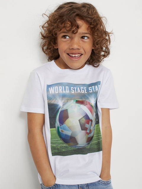 

H&M Boys White & Blue Interactive-Motif Cotton T-shirt