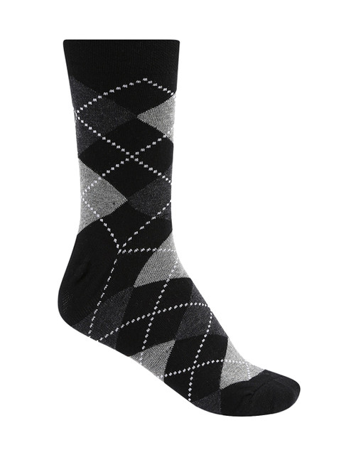 

RICHARD PARKER by Pantaloons Men Black & Grey Argyle Patterned Calf-Length Socks