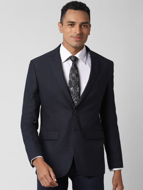 

Peter England Men Navy Blue Solid Slim-Fit Single-Breasted Formal Blazer