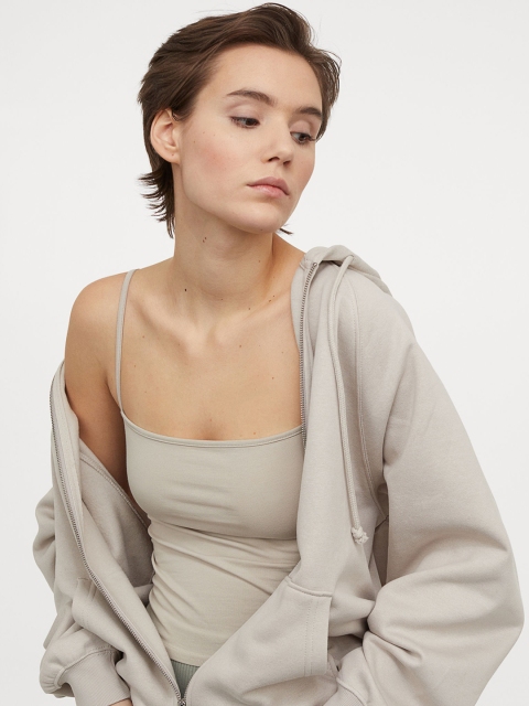 

H&M Women Beige Cropped Jersey Strappy Top