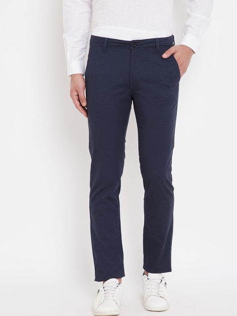 

Canary London Men Navy Blue Slim Fit Self Design Regular Trousers
