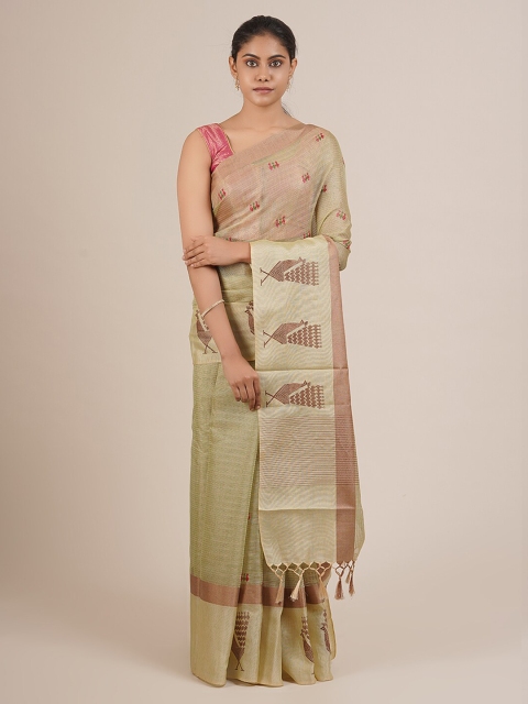 

Pothys Green Printed Supernet Saree