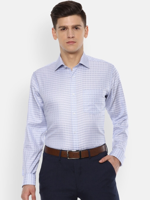 

Van Heusen Men Blue & Off-White Regular Fit Checked Formal Shirt