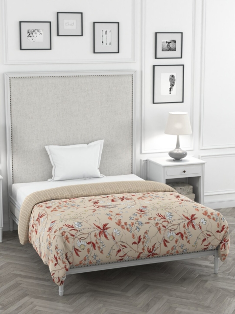 

Portico New York Beige & Red Floral AC Room 120 GSM Single Bed Dohar