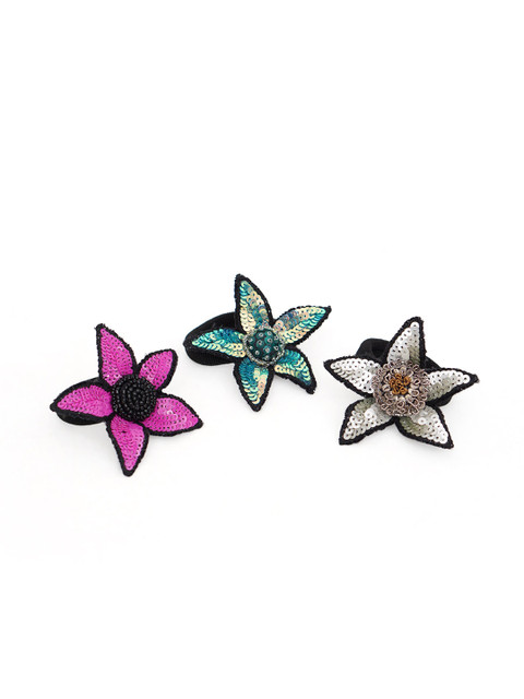 

Diwaah Black & Pink Set of 3 Embellished Ponytail Holders